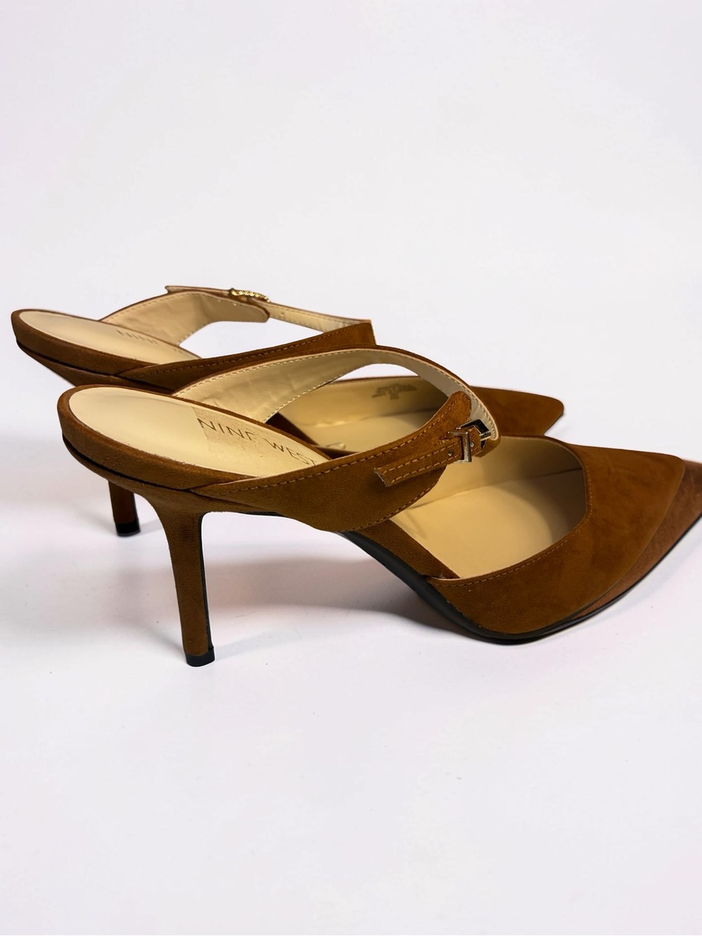 Nine West Brown Suede Pointed Slingback Heels